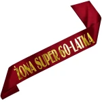 Żona super 60-latka - bordowa szarf ze złotym nadrukiem