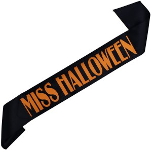 Miss Halloween - czarna szarfa z pomarańczowym nadrukiem