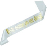 Będę Mamą po raz drugi - biała szarfa ze złotym nadrukiem