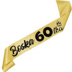 Boska 60-tka - złota szarfa z czarnym nadrukiem
