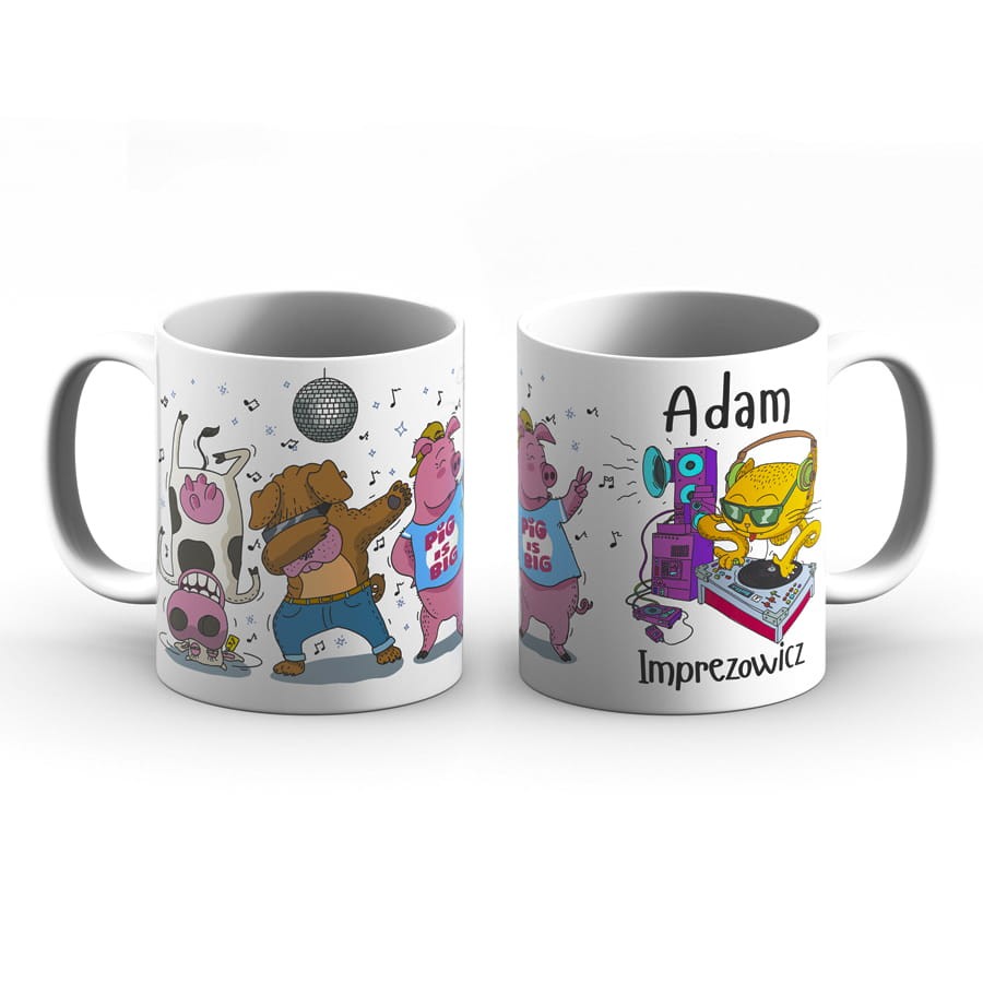 Kubek z imieniem - Adam imprezowicz