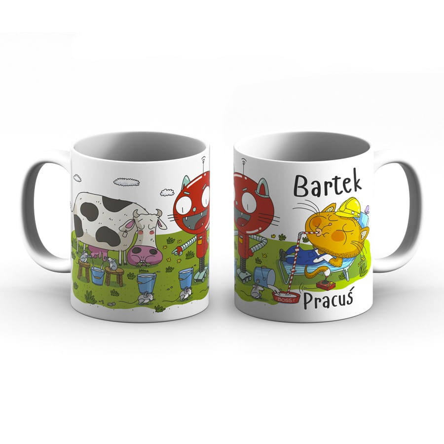 Kubek z imieniem - Bartek pracuś