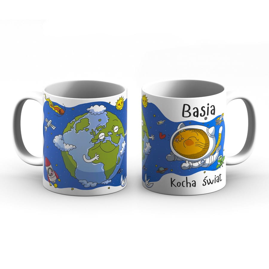 Kubek z imieniem - Basia kocha świat