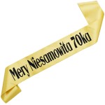 Niesamowita 70ka + imię -  złota szarfa z czarnym nadrukiem