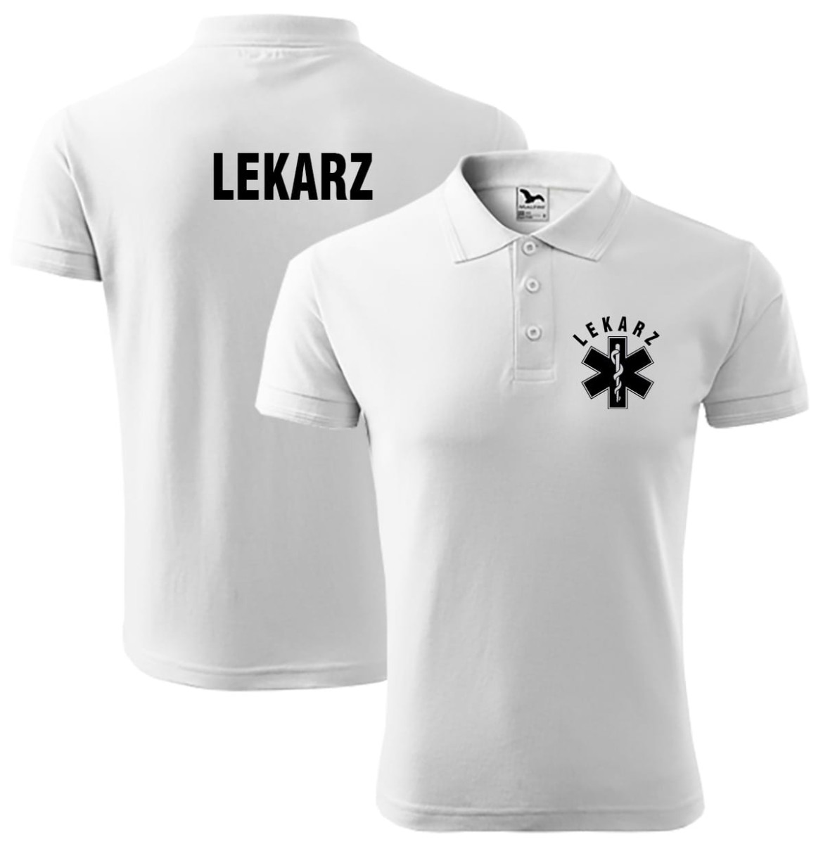 Koszulka Polo Lekarz + eskulap - biała