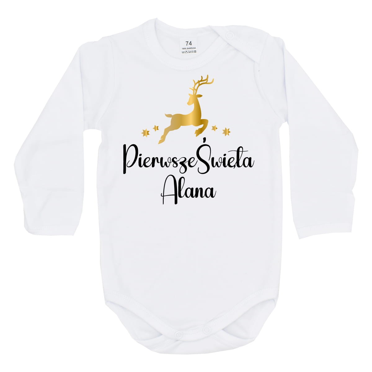 Pierwsze Święta z reniferkiem + imię - body dziecięce