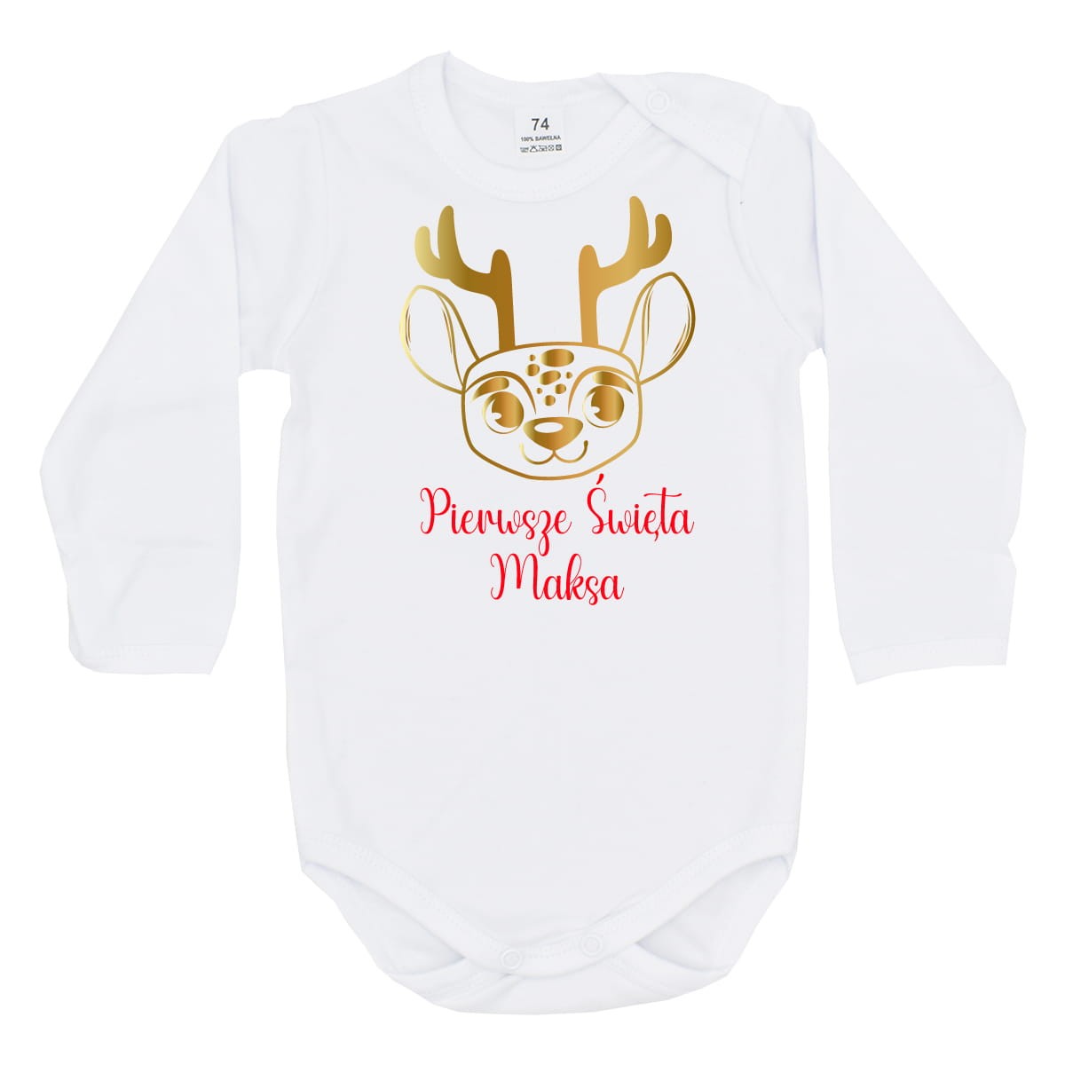 Pierwsze Święta + imię z reniferem - body dziecięce