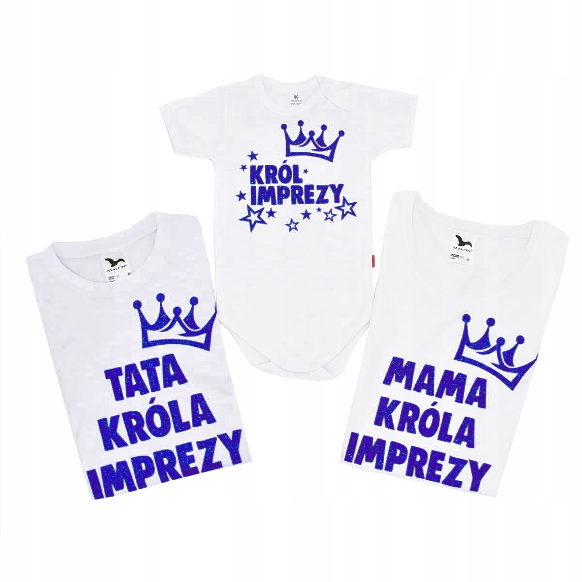 Zestaw koszulek mama tata i syn KRÓL IMPREZY