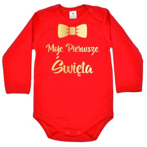 Body niemowlęce – Moje Pierwsze Święta z muchą i złotym nadrukiem