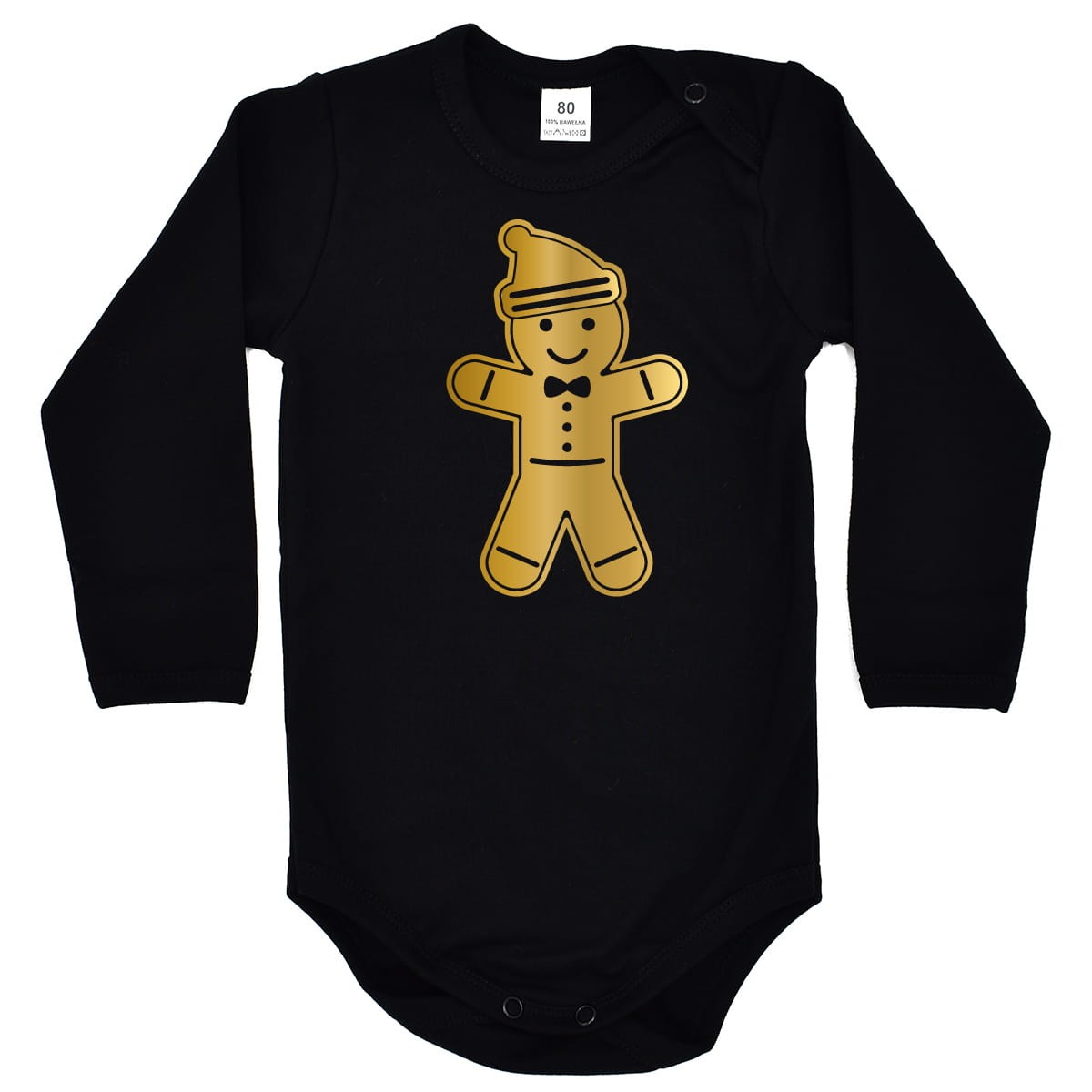 Body dziecięce na święta - Ciastek z czapką Mikołaja - czarne