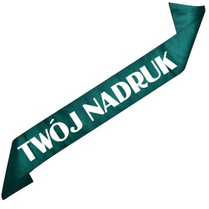 Szarfa zieleń butelkowa z Twoim nadrukiem w kolorze białym