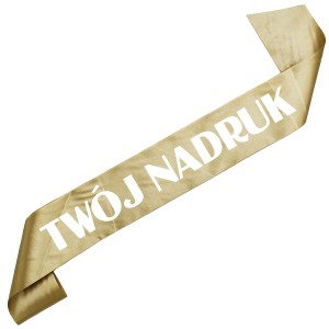 Szarfa w kolorze starego złota z Twoim nadrukiem w kolorze białym