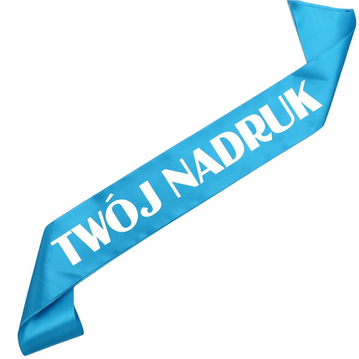 Szarfa turkusowa z Twoim nadrukiem w kolorze białym
