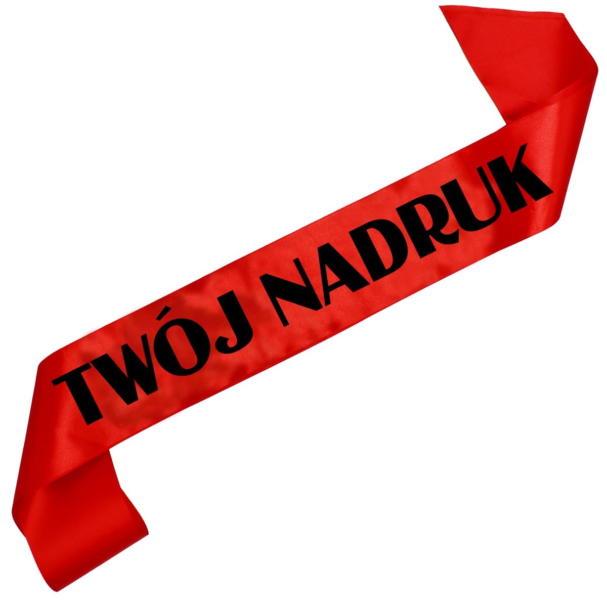 Szarfa czerwona z Twoim nadrukiem w kolorze czarnym