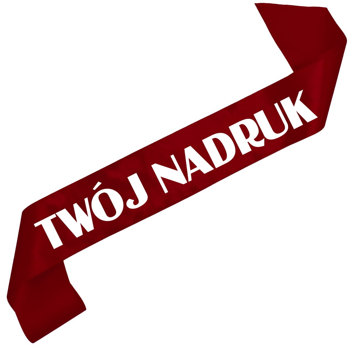 Szarfa bordowa z Twoim nadrukiem w kolorze białym