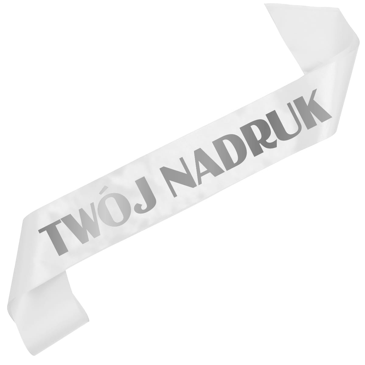 Szarfa biała z Twoim nadrukiem w kolorze srebrnym