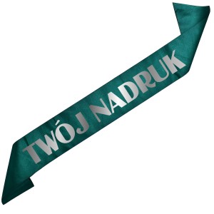 Szarfa zieleń butelkowa z Twoim nadrukiem w kolorze srebrnym