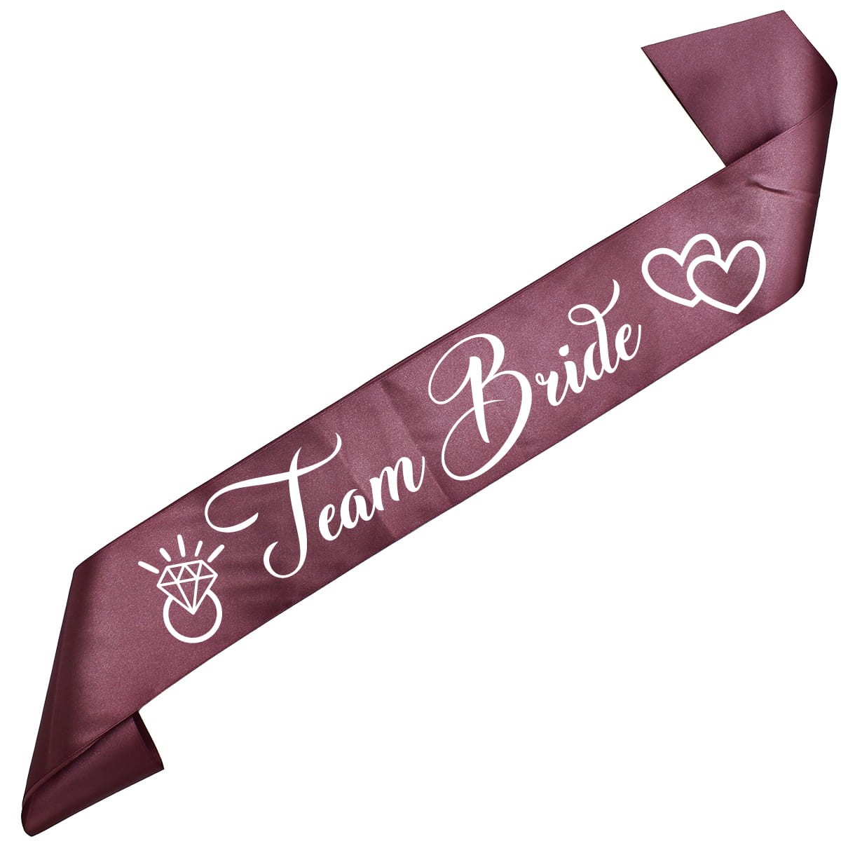 Team Bride - szarfa ciemno-różowozłota z białym nadrukiem