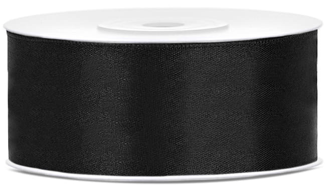 Tasiemka satynowa, czarny, 25mm/25m