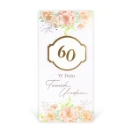 Kartka na 60 urodziny -pomarańczowe  kwiaty