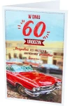 Kartka urodzinowa – 60 urodziny z samochodem