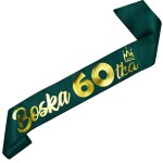 Boska 60-tka - zielona szarfa ze złotym nadrukiem