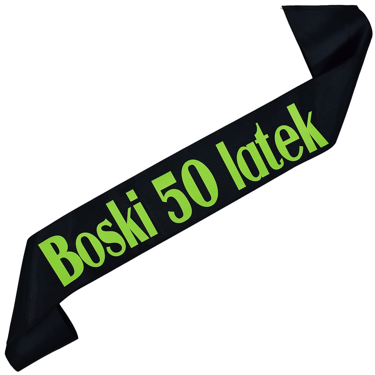 Boski 50 latek - czarna szarfa z zielonym nadrukiem