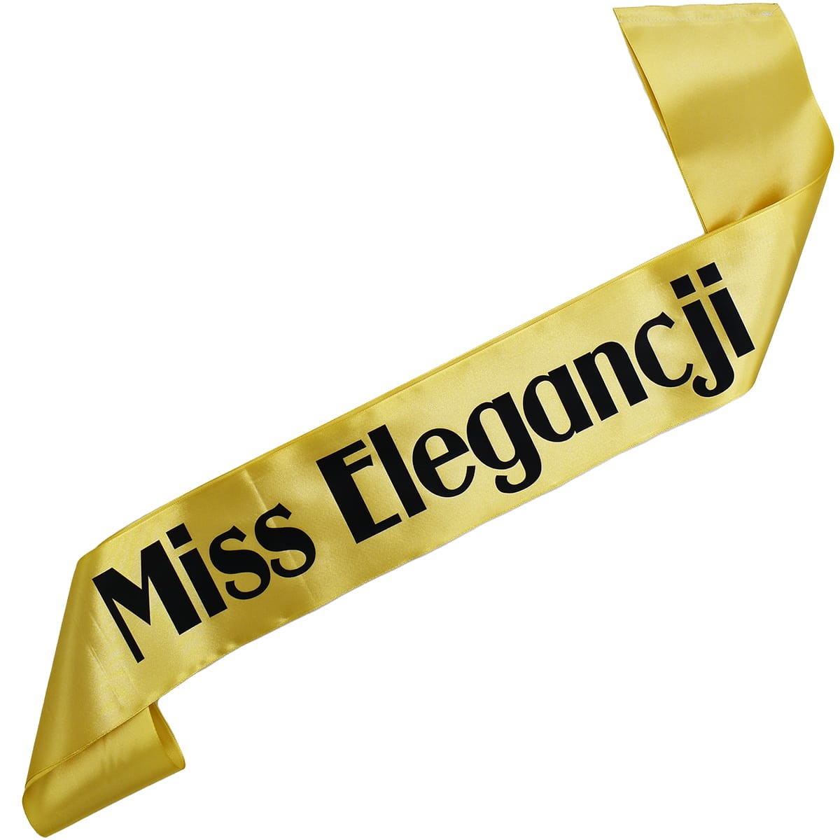 Miss Elegancji - złota szarfa z czarnym nadrukiem