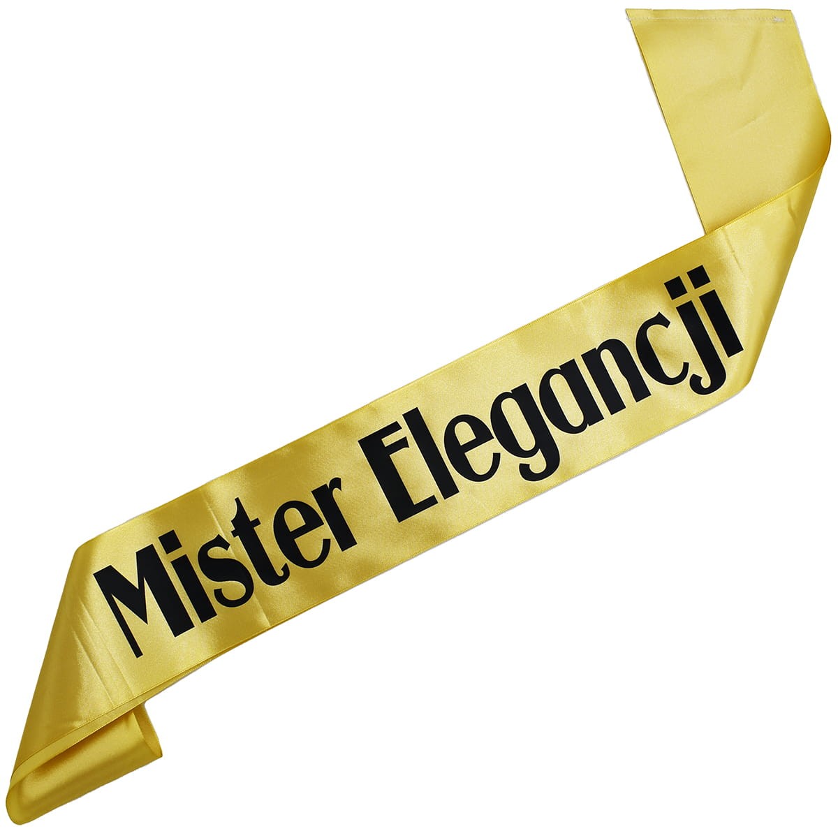 Mister Elegancji - złota szarfa z czarnym nadrukiem