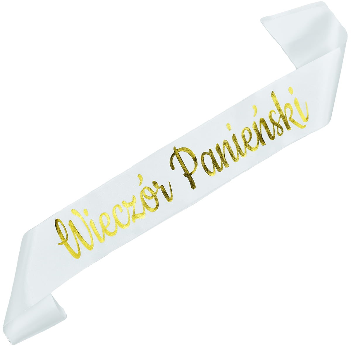 Wieczór Panieński -biała szarfa ze złotym nadrukiem