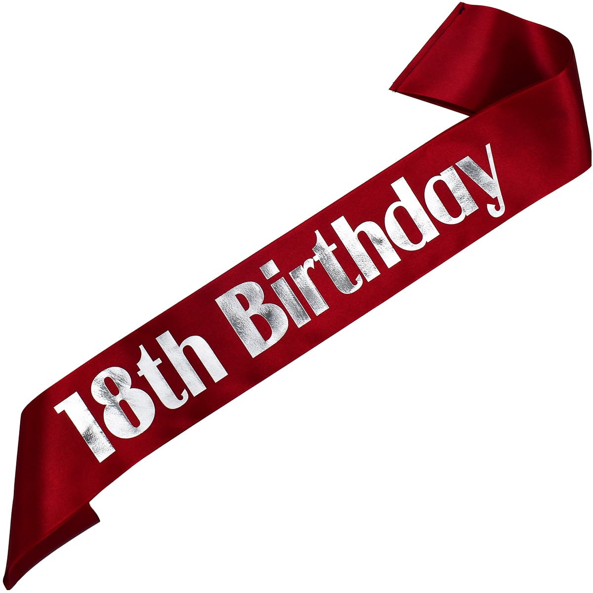 18th Birthday - bordowa szarfa ze srebrnym nadrukiem