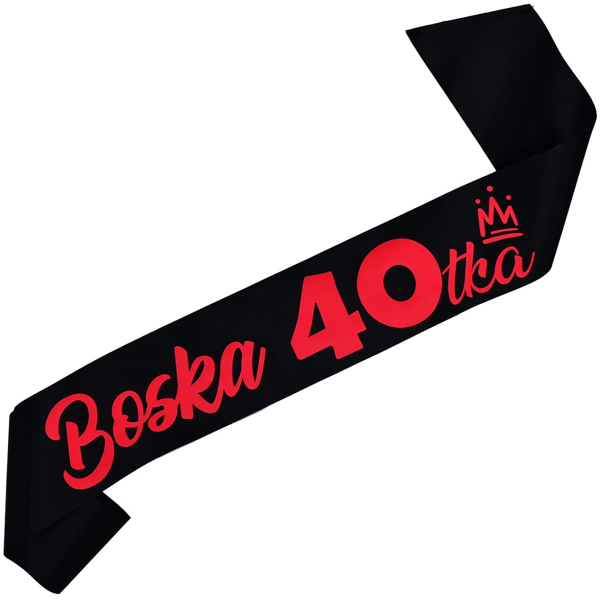 Boska 40-tka czarna szarfa z neonowym różowo-czerwonym nadrukiem