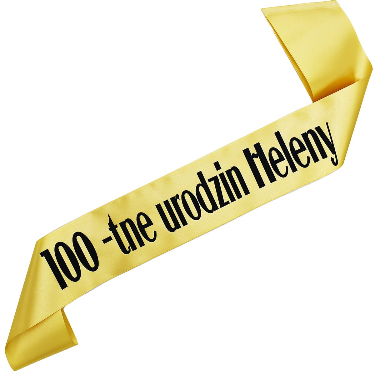 100-tne urodziny + imię - złota szarfa z czarnym nadrukiem
