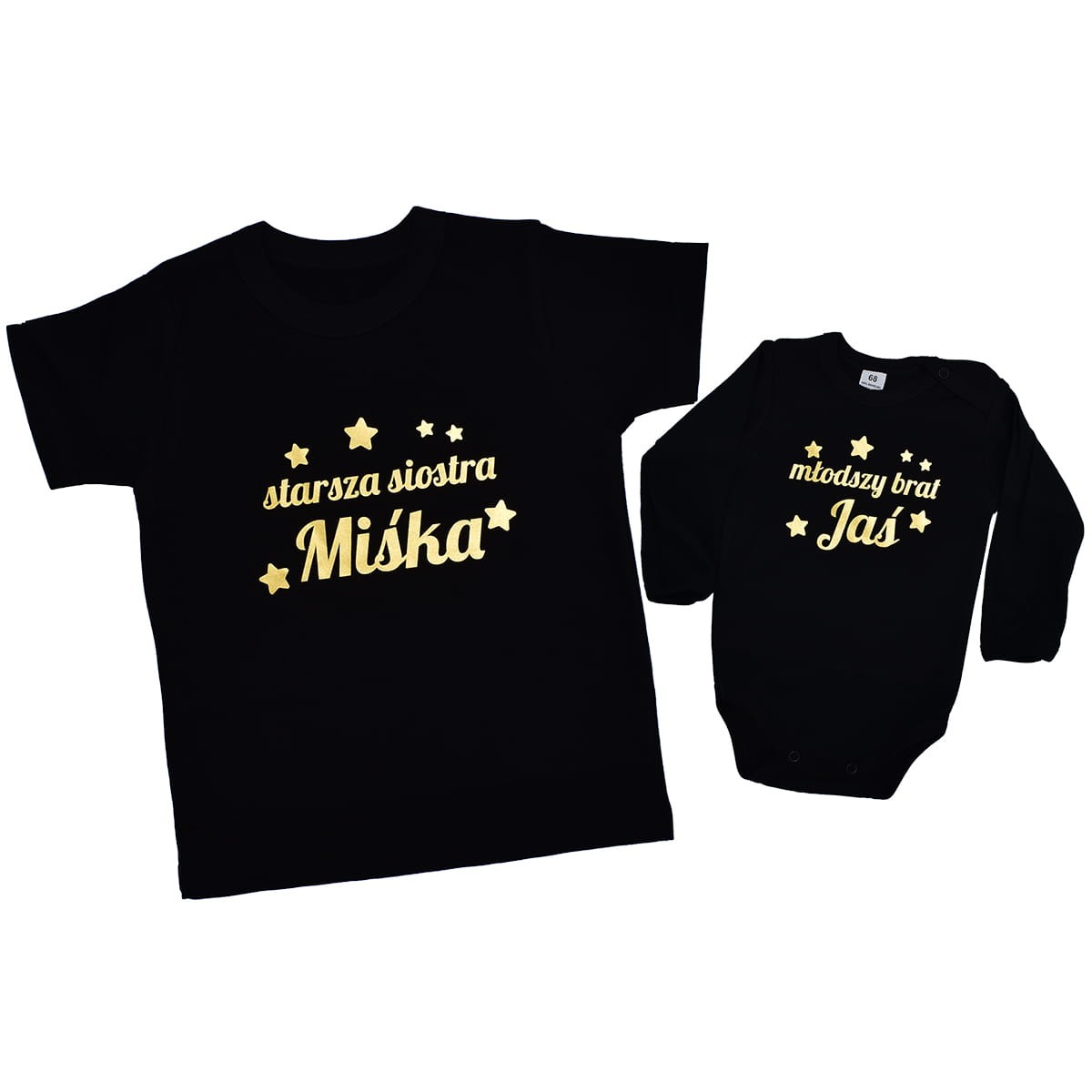 Zestaw młodszy brata i starsza siostra z dowolnym imionami