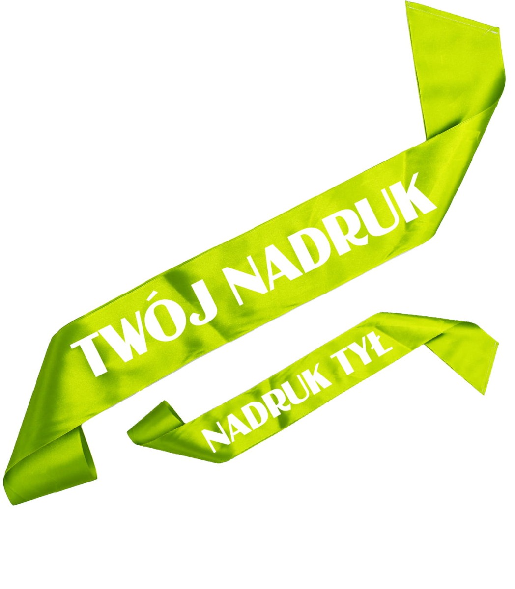 Szarfa zielone jabłuszko z Twoim nadrukiem w kolorze białym - przód + tył