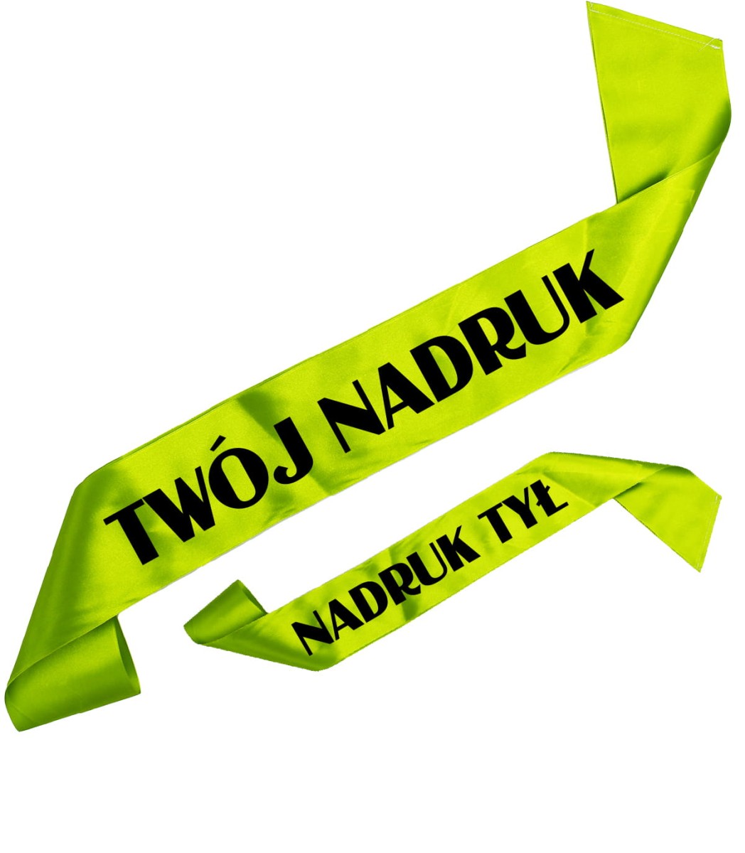 Szarfa zielone jabłuszko z Twoim nadrukiem w kolorze czarnym - przód + tył