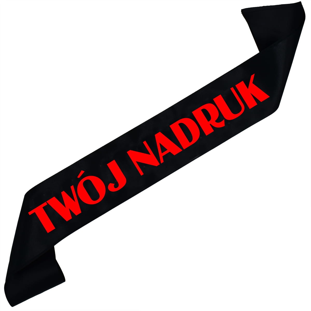 Szarfa czarna z Twoim nadrukiem w kolorze czerwonym