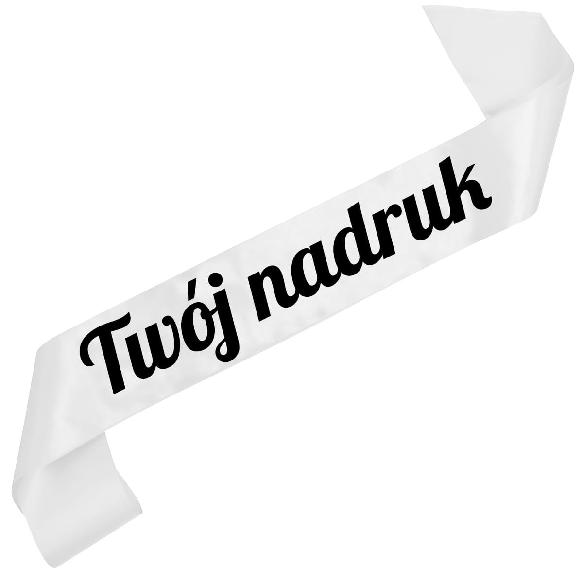 Szarfa biała z Twoim nadrukiem w czarnym kolorze