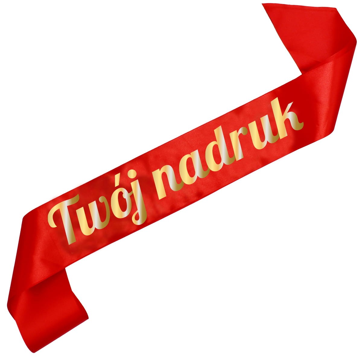 Szarfa czerwona z Twoim nadrukiem w złotym kolorze