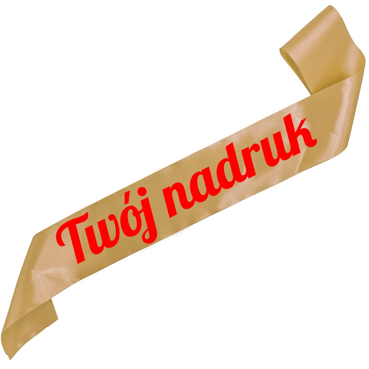 Szarfa złota z Twoim nadrukiem w czerwonym kolorze