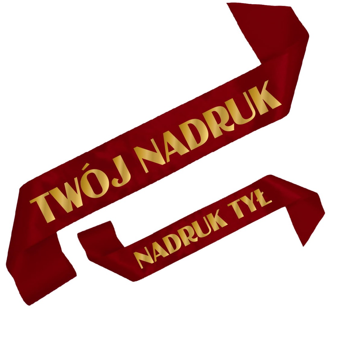 Szarfa bordowa z Twoim nadrukiem w kolorze złotym - przód + tył