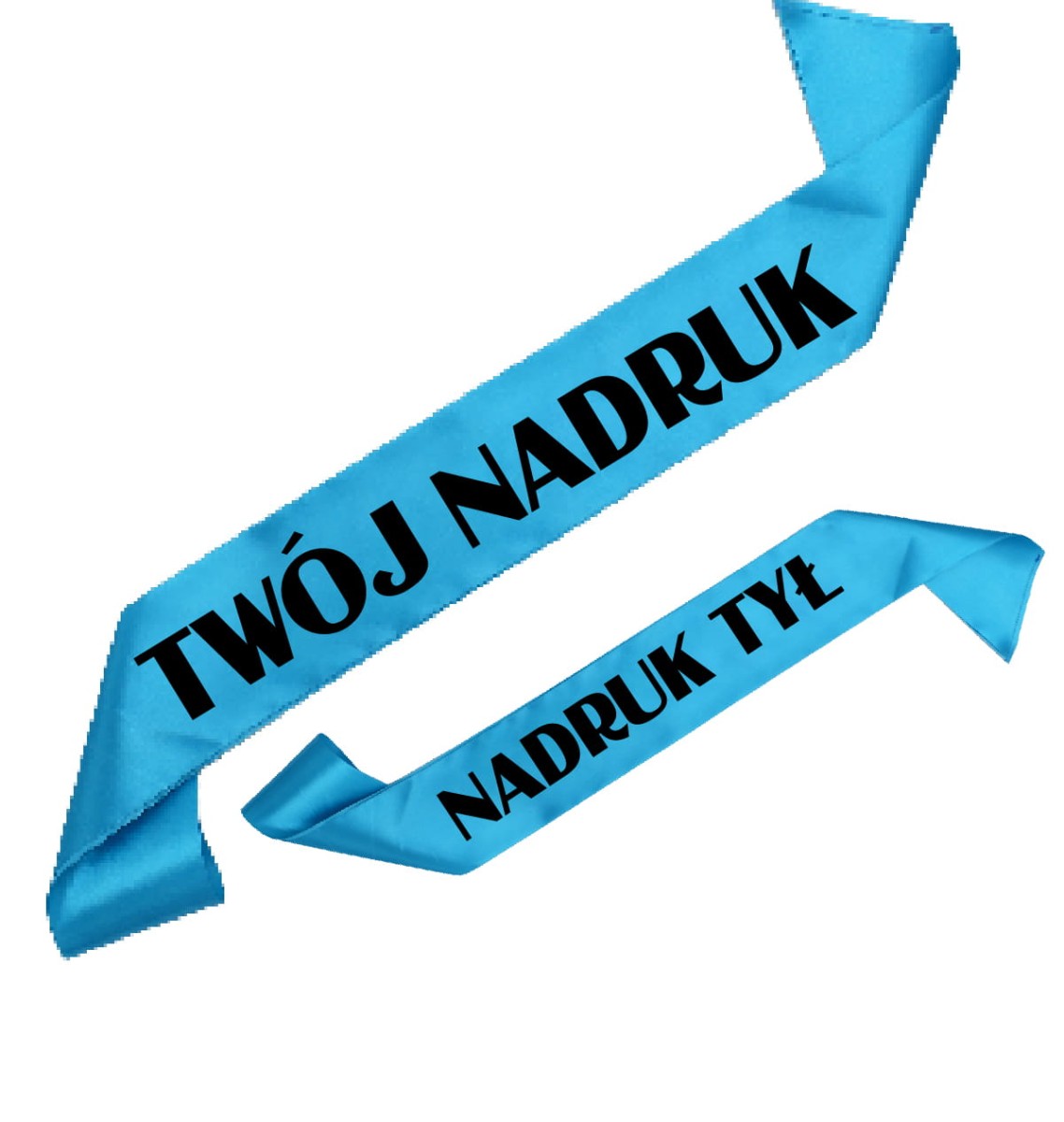 Szarfa turkusowa z Twoim nadrukiem w kolorze czarnym - przód + tył