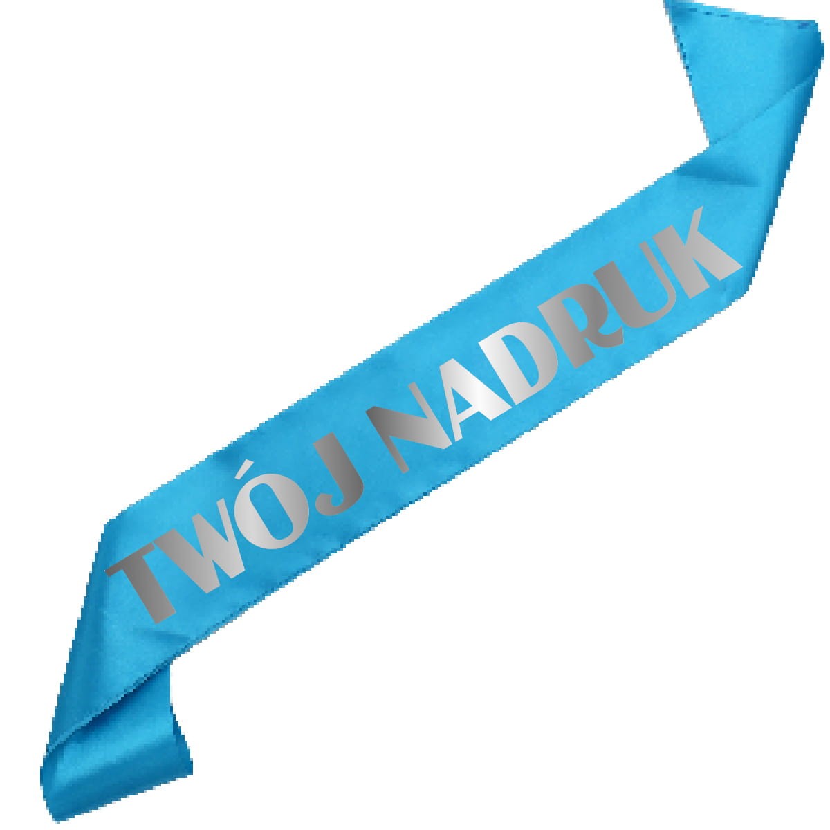 Szarfa turkusowa z Twoim nadrukiem w kolorze srebrnym