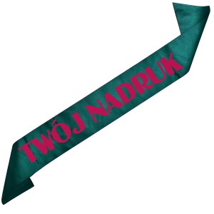 Szarfa zieleń butelkowa z Twoim nadrukiem w kolorze fuksji