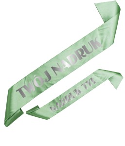 Szarfa szałwiowa z Twoim nadrukiem w kolorze srebrnym - przód + tył 