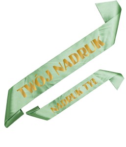 Szarfa szałwiowa z Twoim nadrukiem w kolorze złotym - przód + tył 