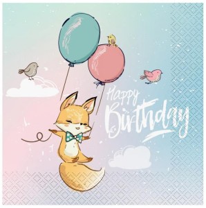 Serwetki Kolekcja Happy Birthday - Lisek, certyfikat FSC, 33x33 cm/ 20 szt.