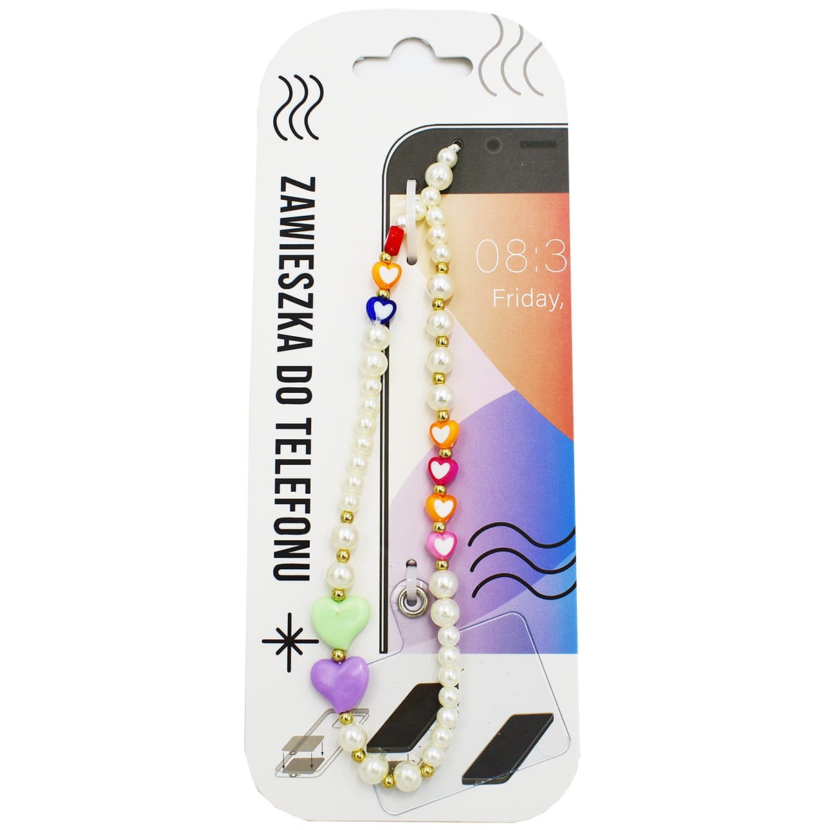 Zawieszka do telefonu -Kolorowe Serca 019