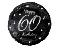Balon foliowy 60 Birthday, czarny ze srebrnym nadrukiem, 45cm