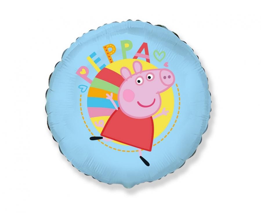 Balon foliowy 46cm - Świnka Peppa niebieski, pakowany